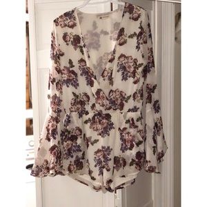 Floral Romper with Bell Sleeves